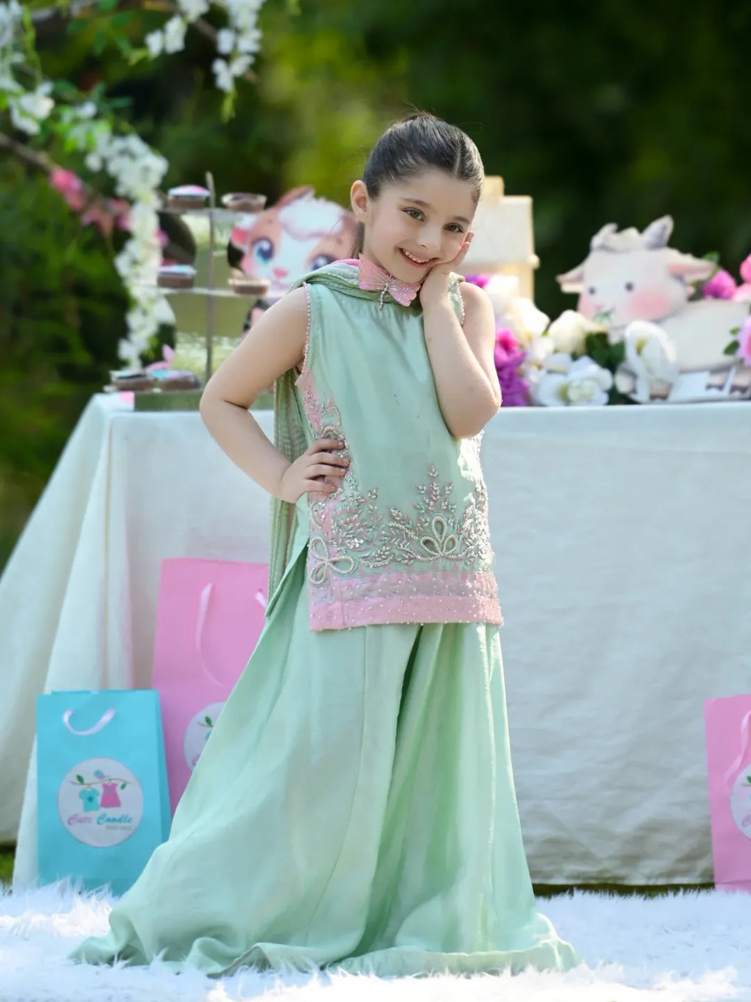 Pearl Blossom Luxury Festive Sharara Set