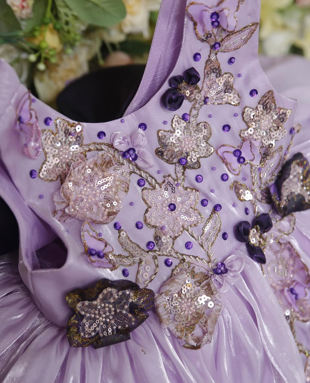 Lavender Jewel Embroidered Party Gown