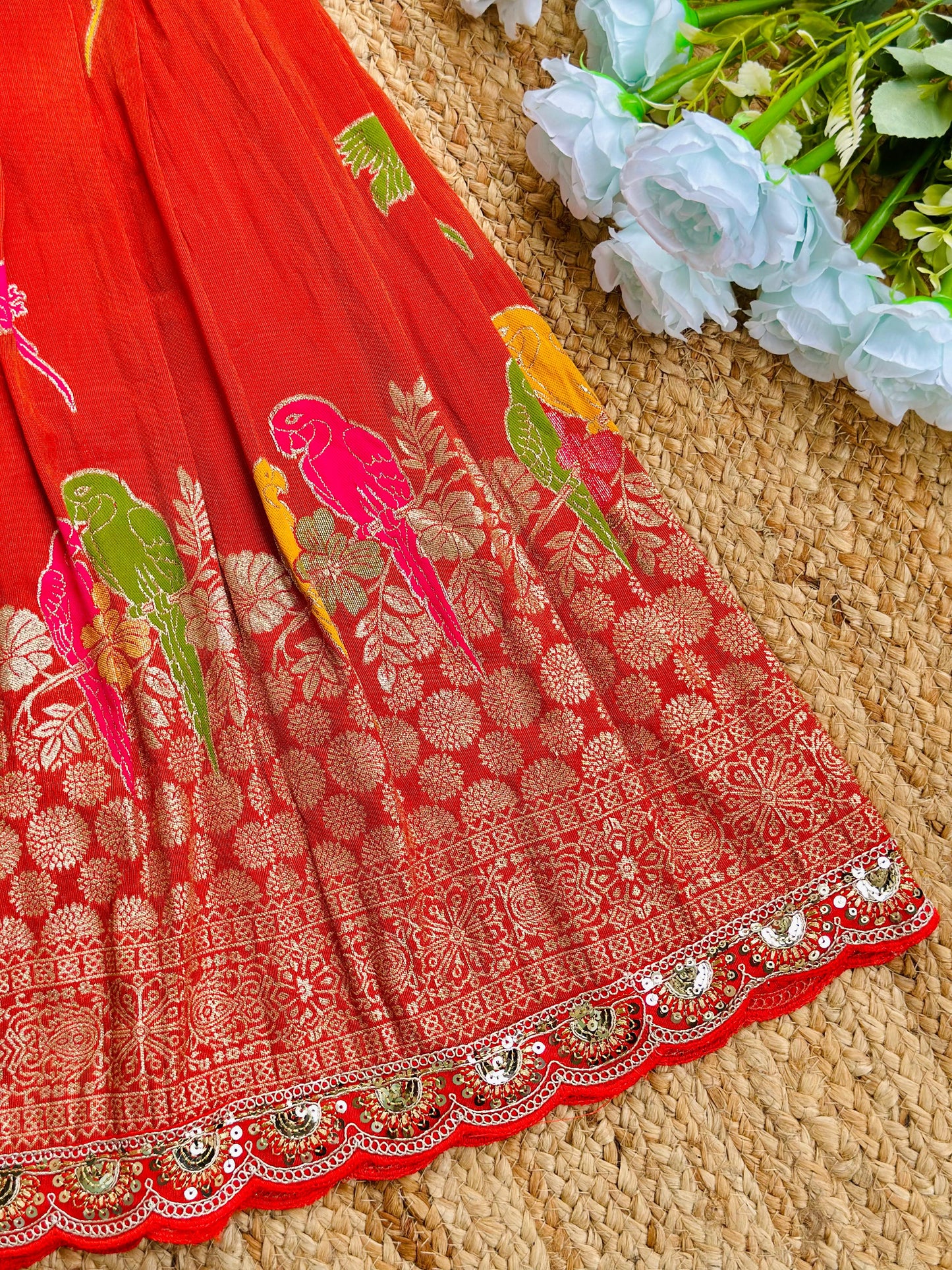 Elegant Dola Silk Fabric Gown for Girls