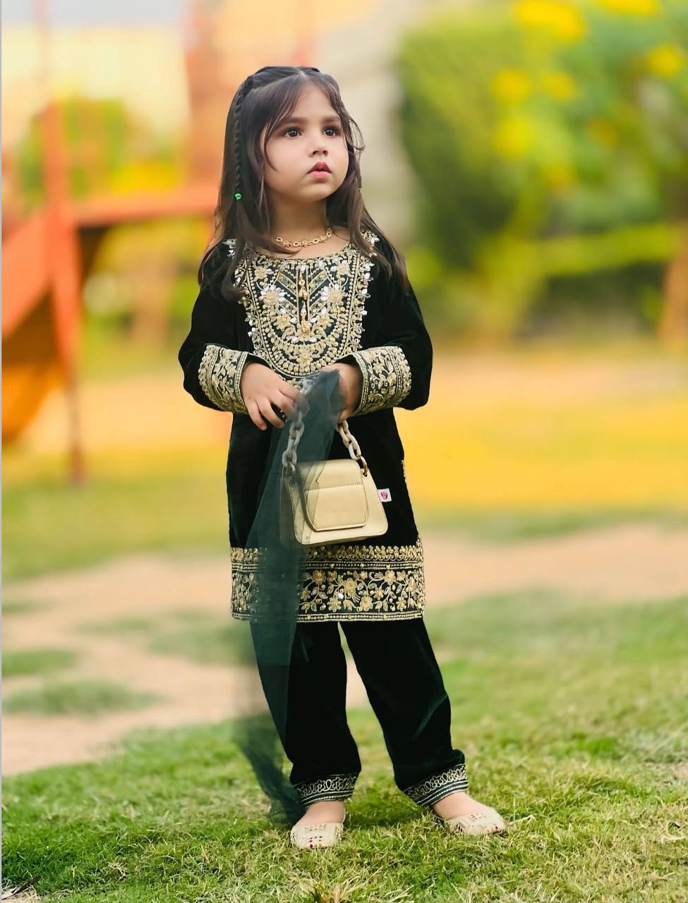 Myra Embroidered Velvet Set