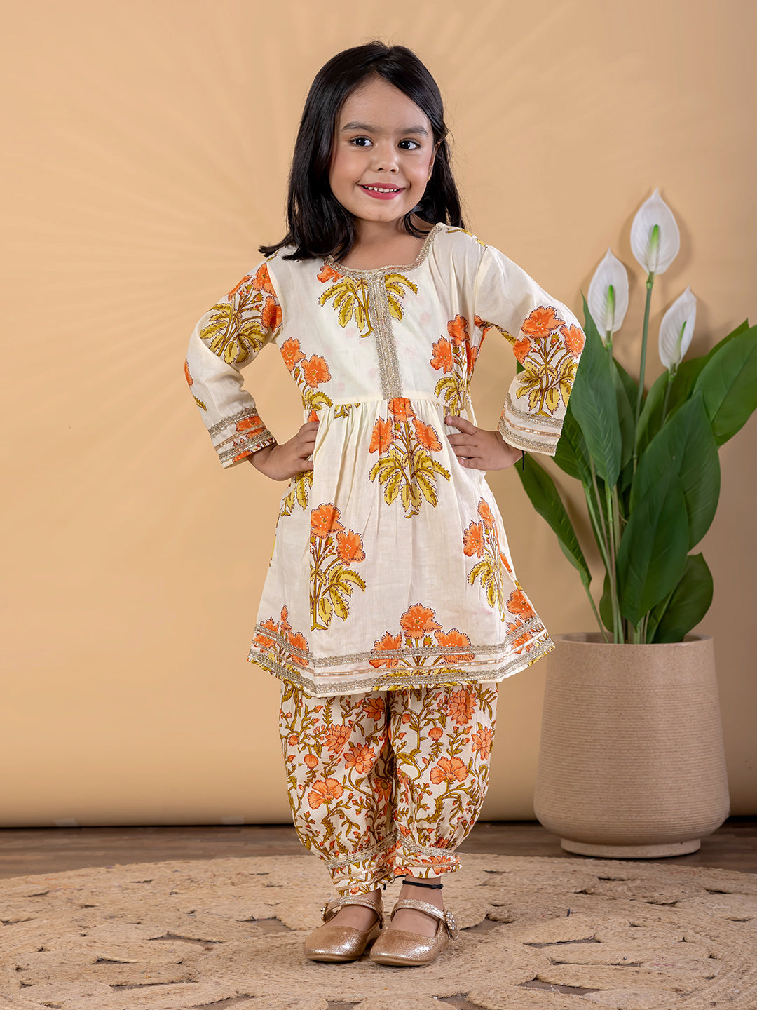 Ivory Bloom – Lace Peplum Kurti & Patiala Set