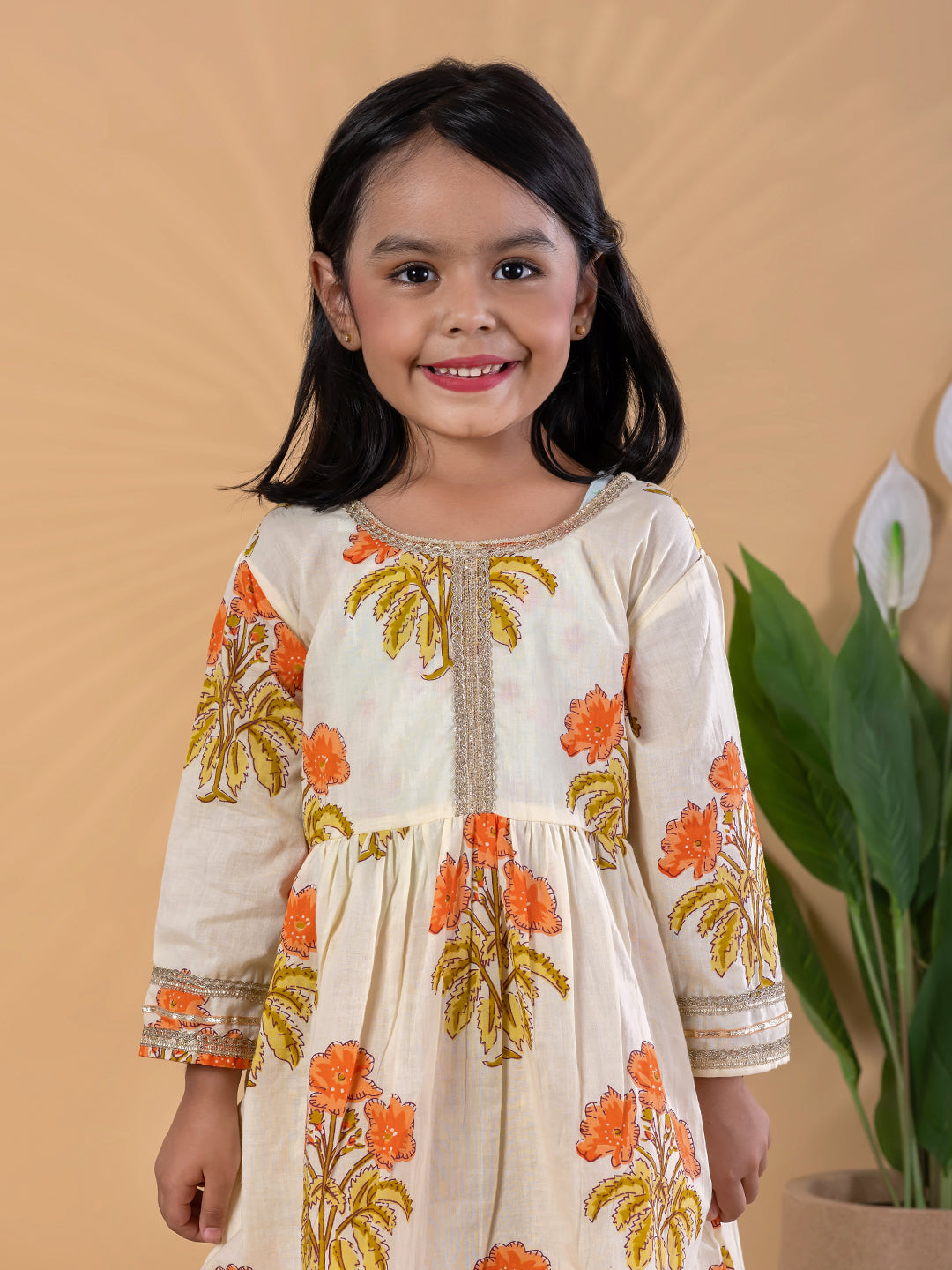 Ivory Bloom – Lace Peplum Kurti & Patiala Set