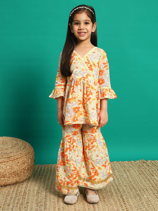 Tangerine Elegance Kurti & Sharara
