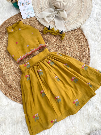 Mul Chanderi Scallop lehenga