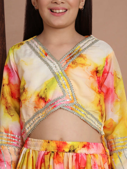 Golden Waves Tie-Dye Lehenga Choli