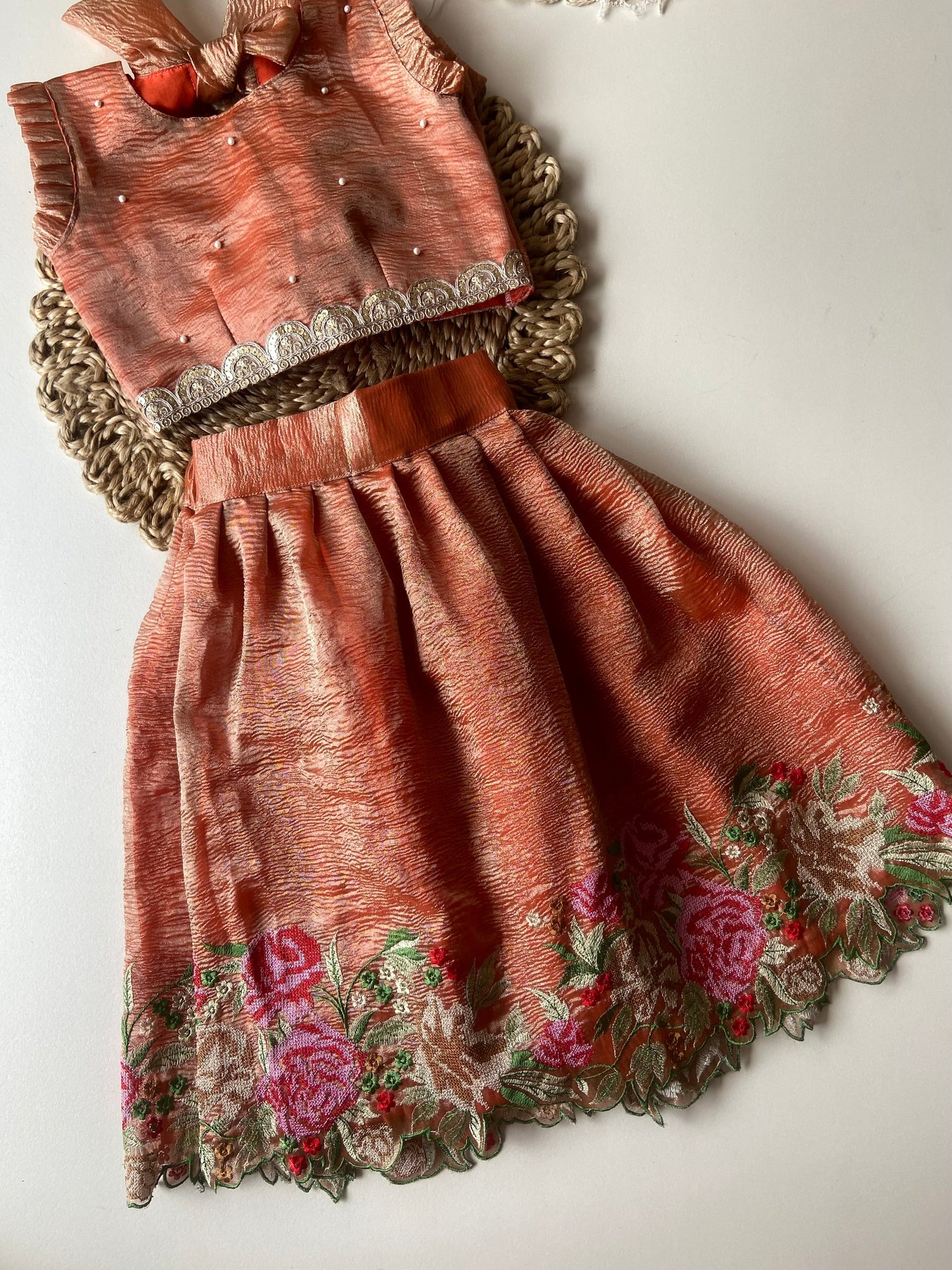 Crush Tissue Pearl Lehenga