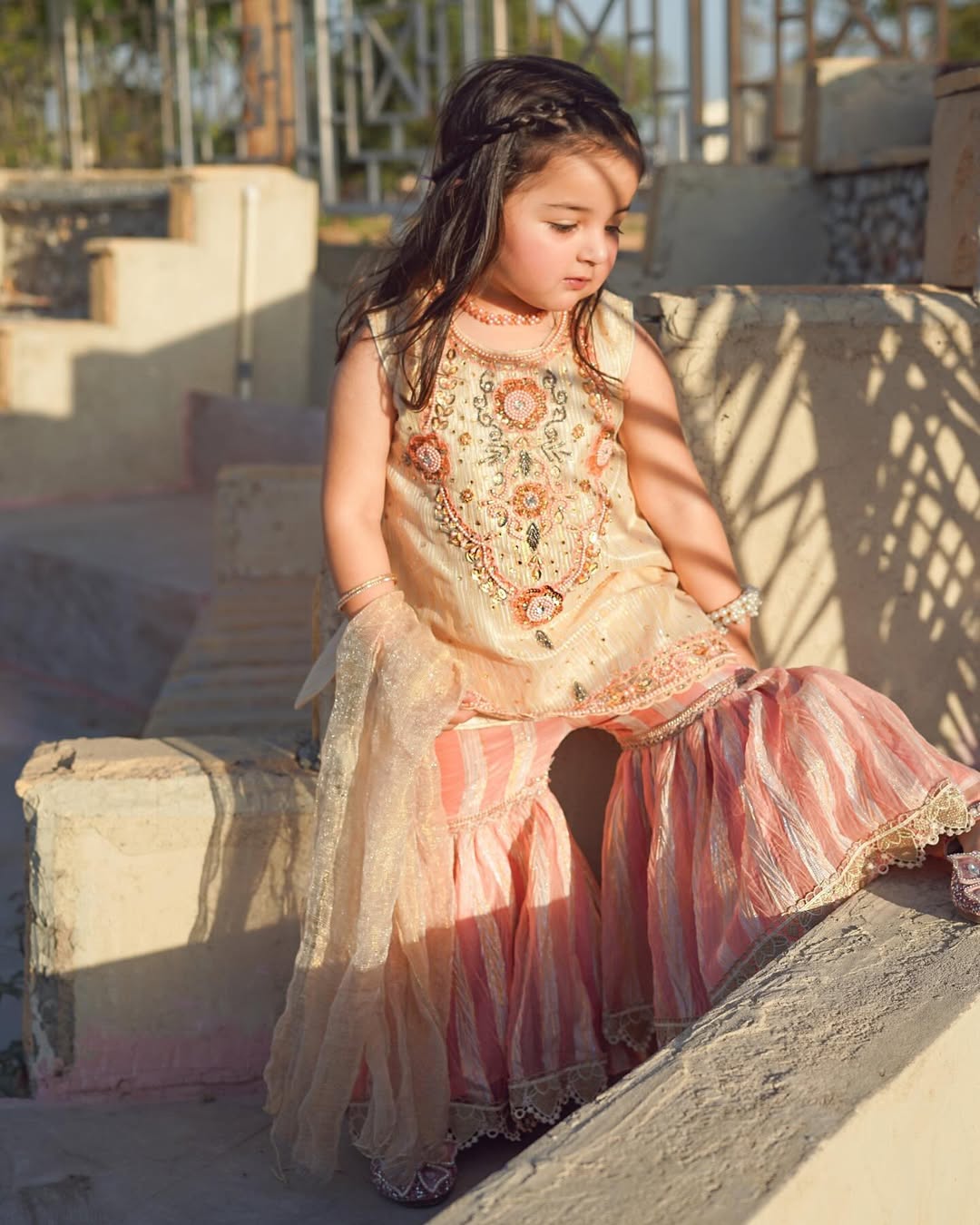 Royal Meher Embroidered Kurti Sharara Set