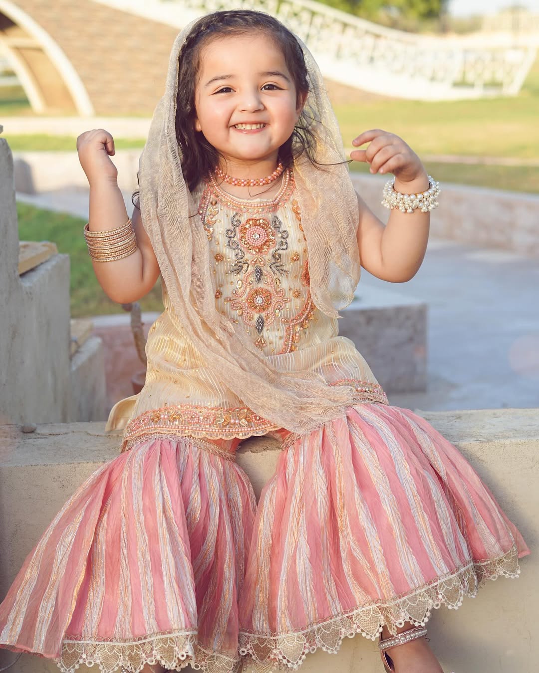 Royal Meher Embroidered Kurti Sharara Set