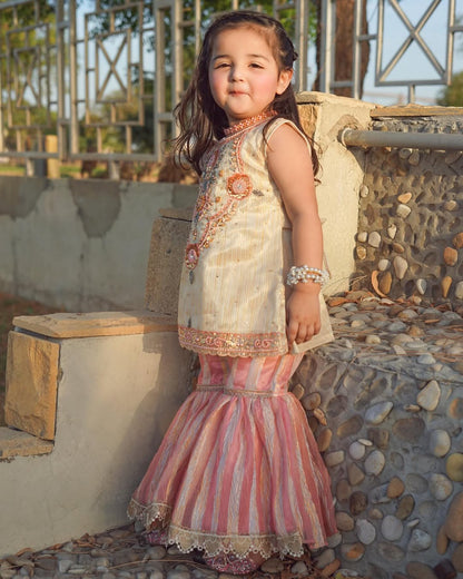 Royal Meher Embroidered Kurti Sharara Set