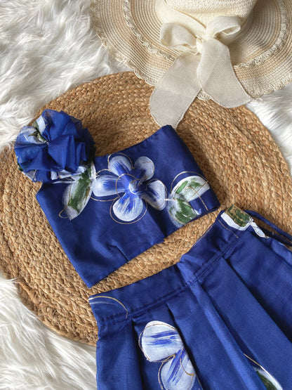 Blue Brush Paint Lehenga