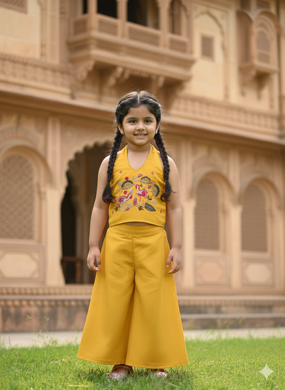 Trending Premium Pure Cotton Fabric With Hand Work Kids Cord-Set