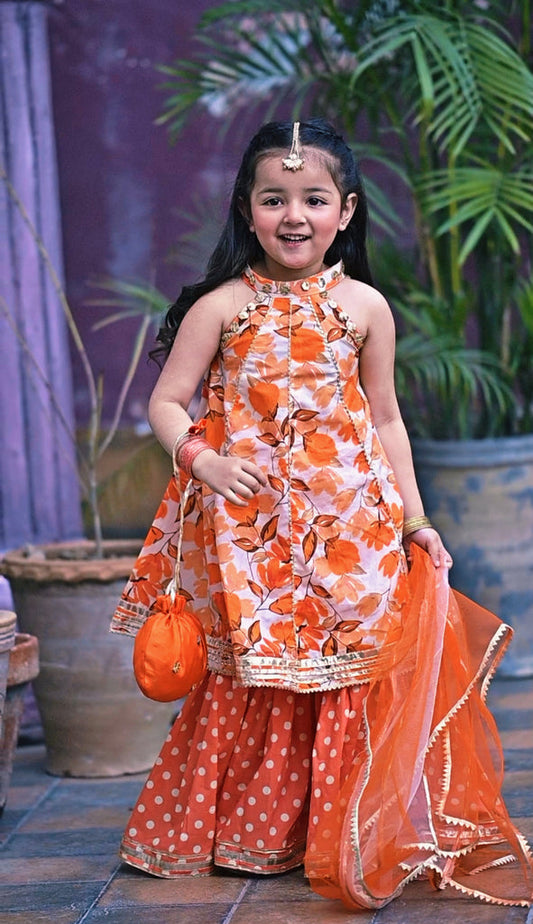 Mia Orange Blossom Sharara Set