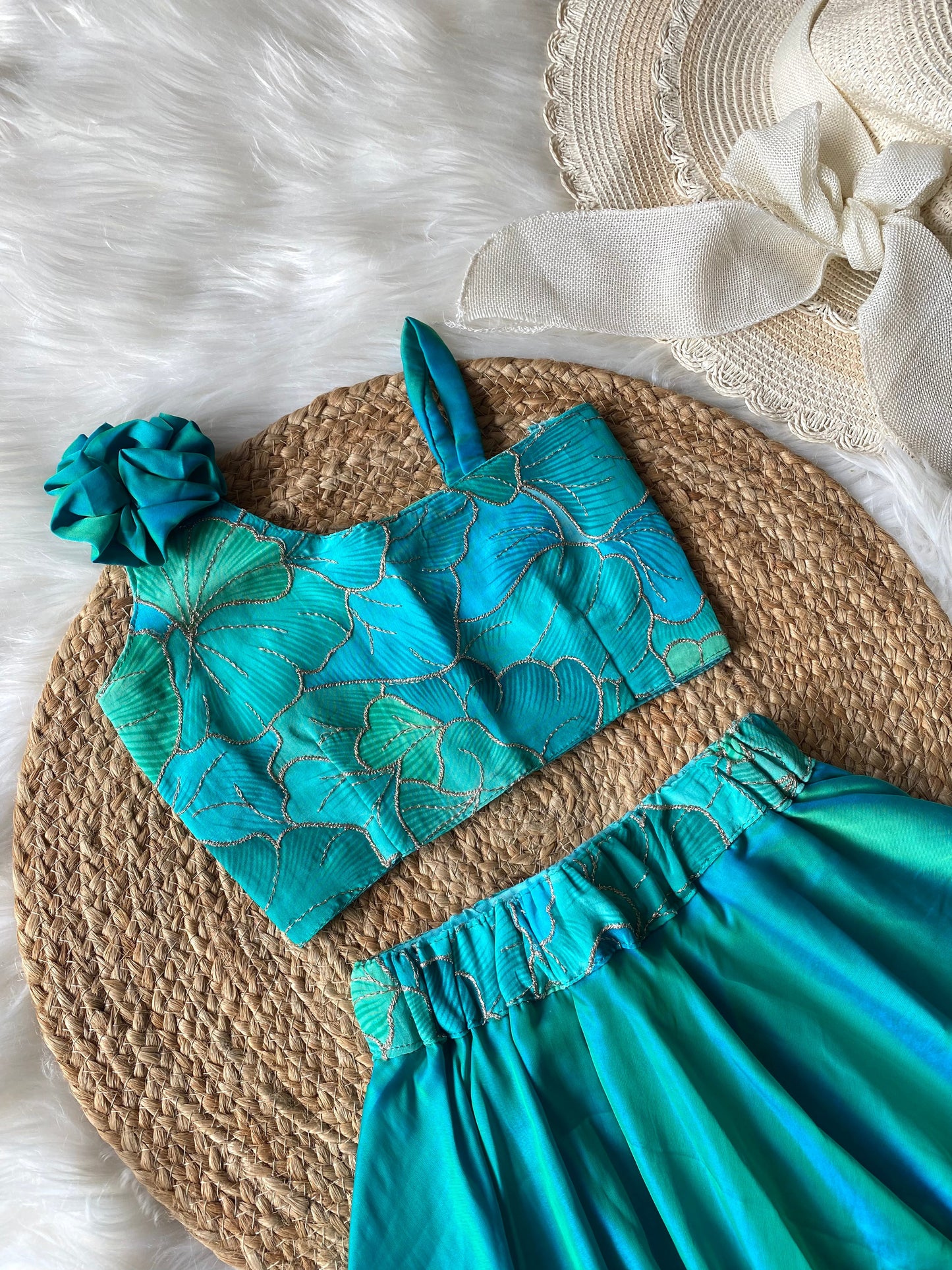 Peacock Chinnon Embellished Lehenga
