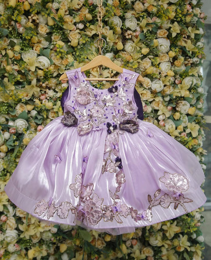 Lavender Jewel Embroidered Party Gown