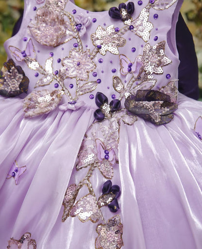 Lavender Jewel Embroidered Party Gown