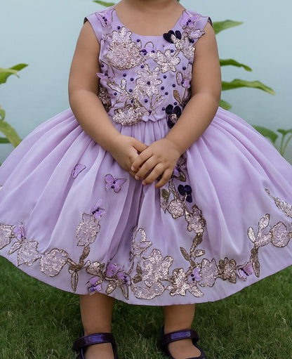 Lavender Jewel Embroidered Party Gown