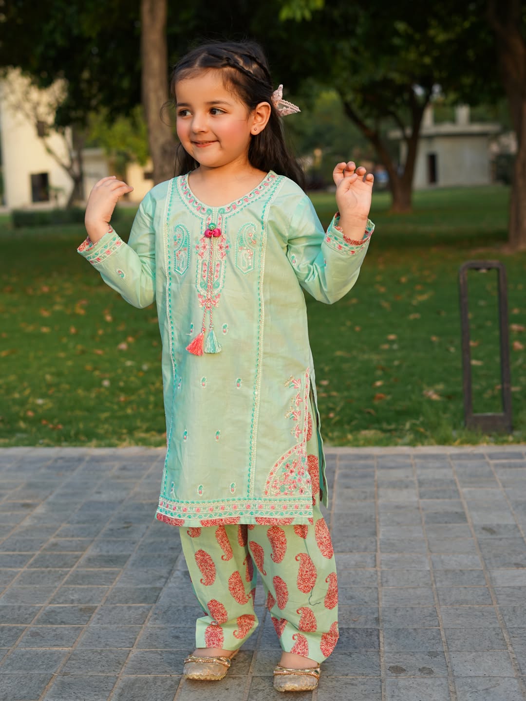 Mint Grace Traditional Kurti Patiyala Set