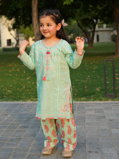 Mint Grace Traditional Kurti Patiyala Set
