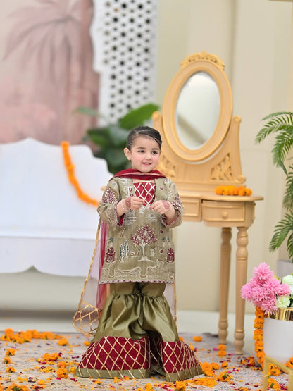 Little Zariya Heritage Kurti Sharara Set