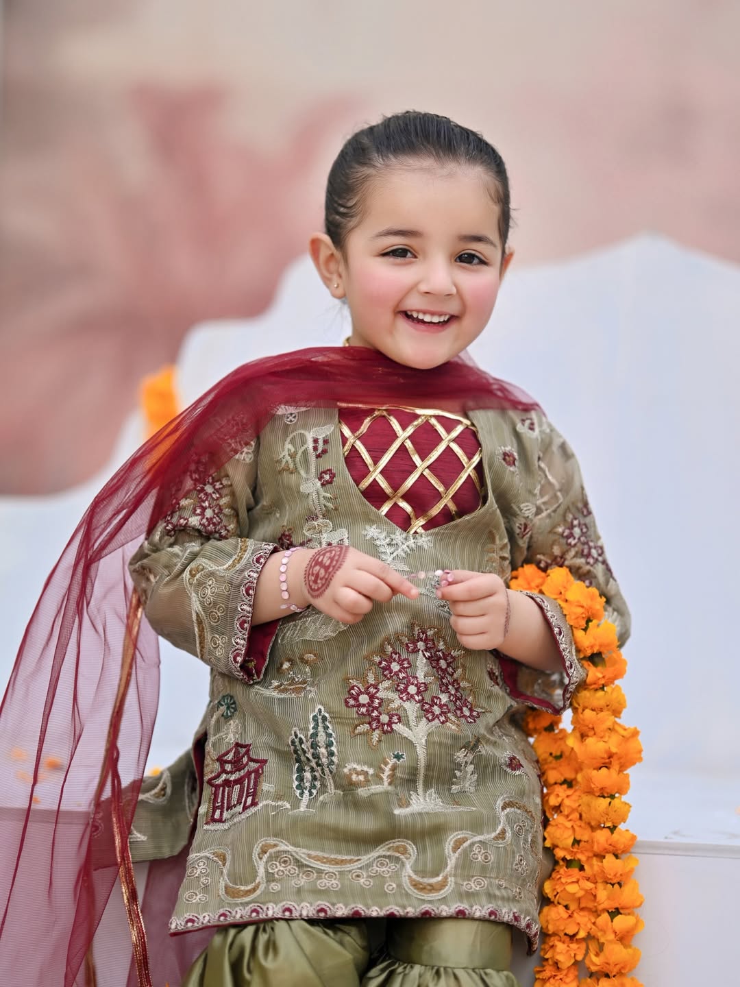 Little Zariya Heritage Kurti Sharara Set