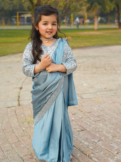 Ziya Silver Moon Saree Set