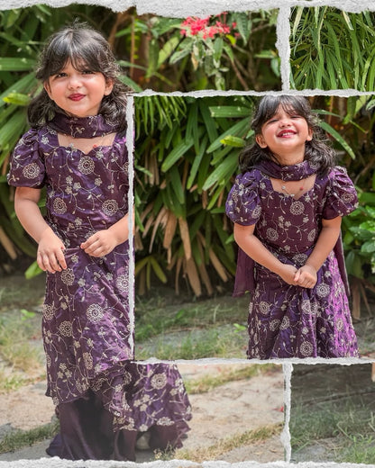 Little Blossom Purple Embroidered Kids Dress