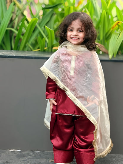 Ziana Maroon Festive Kids Set
