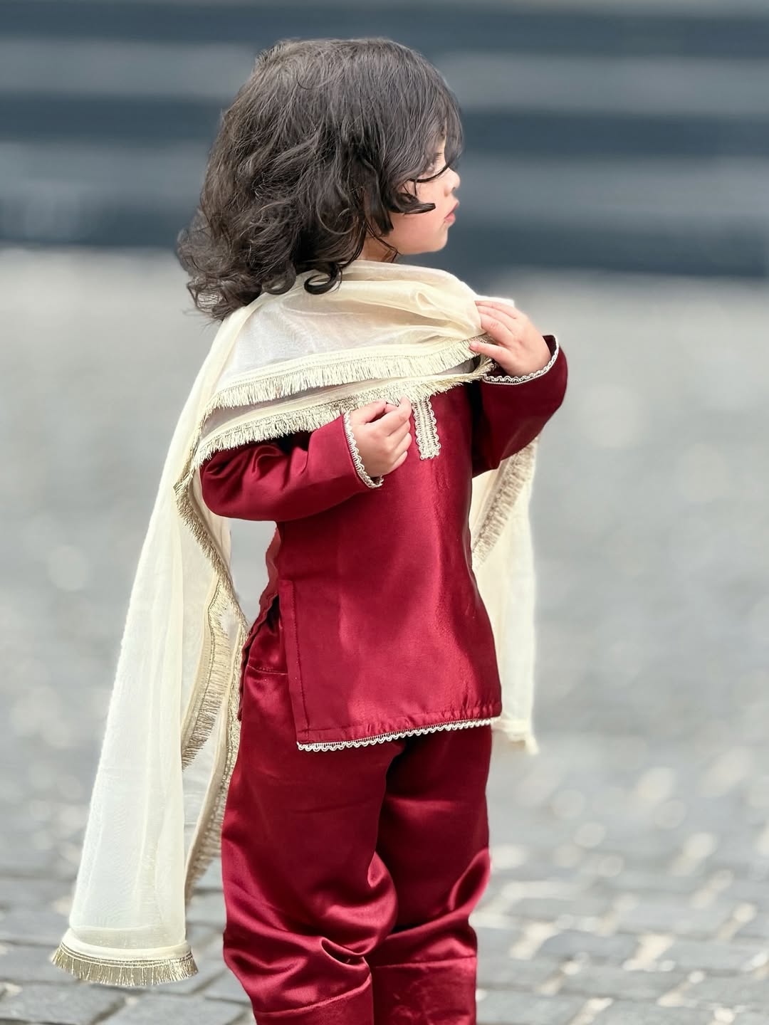 Ziana Maroon Festive Kids Set
