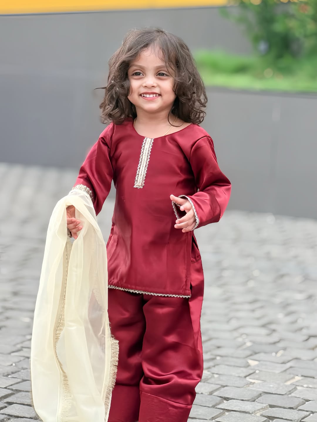 Ziana Maroon Festive Kids Set