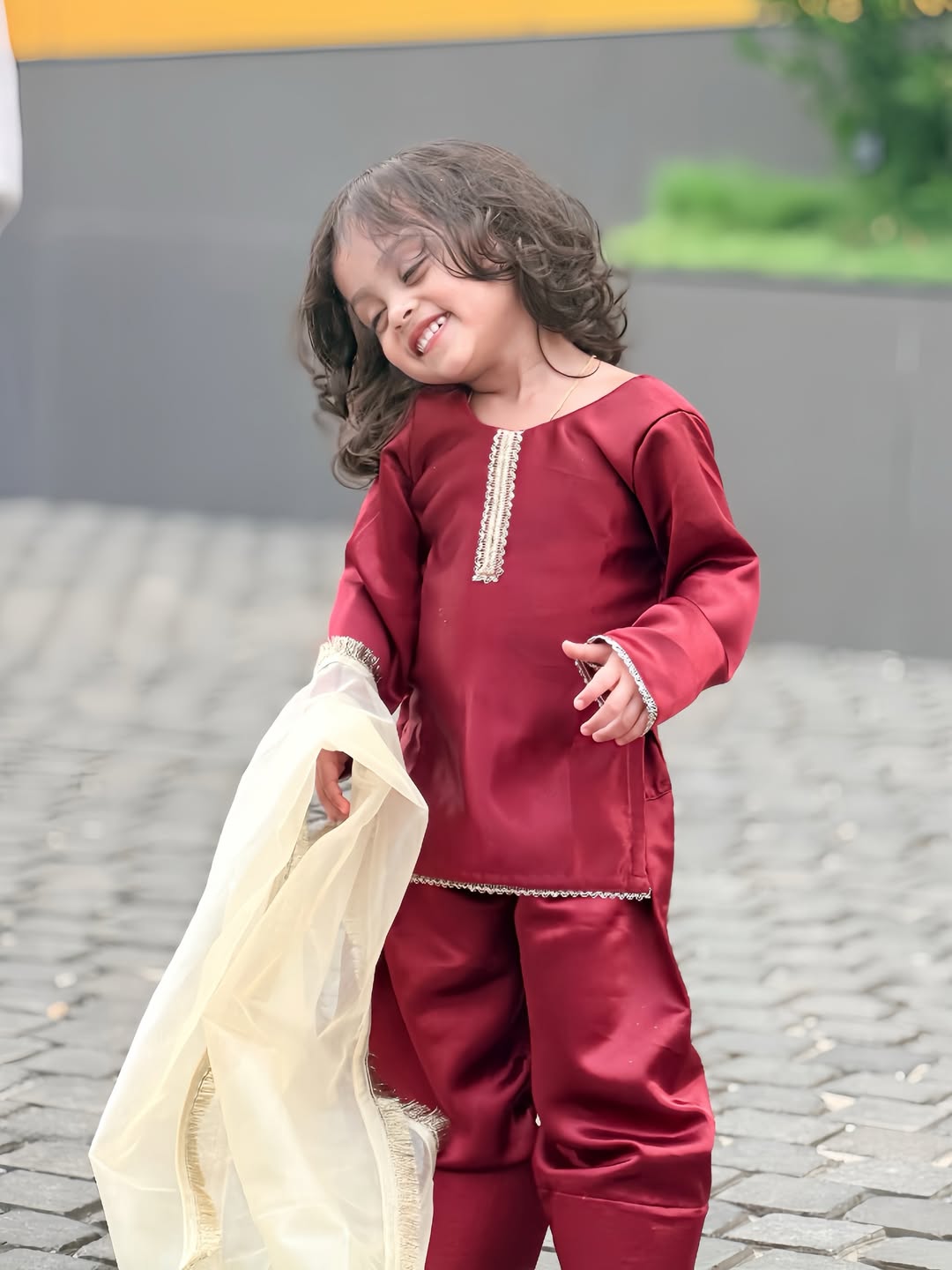 Ziana Maroon Festive Kids Set