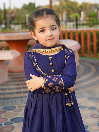 Royal Blue Princess Ethnic Suit Set for Girls