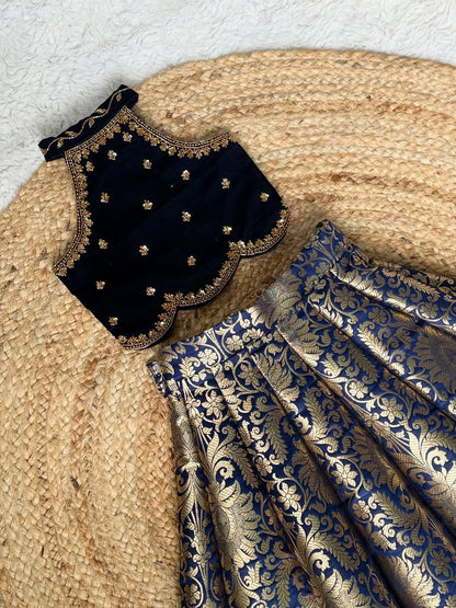 Aarohi’s Royal Blue & Gold Lehenga Choli Set