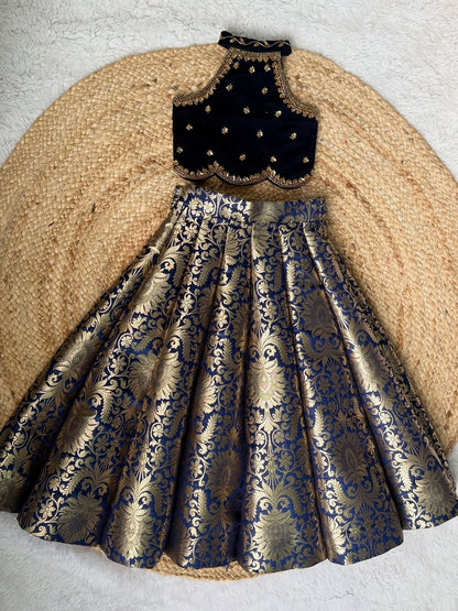 Aarohi’s Royal Blue & Gold Lehenga Choli Set