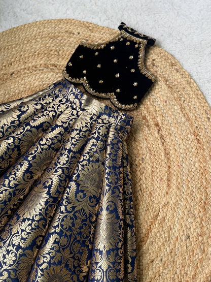 Aarohi’s Royal Blue & Gold Lehenga Choli Set