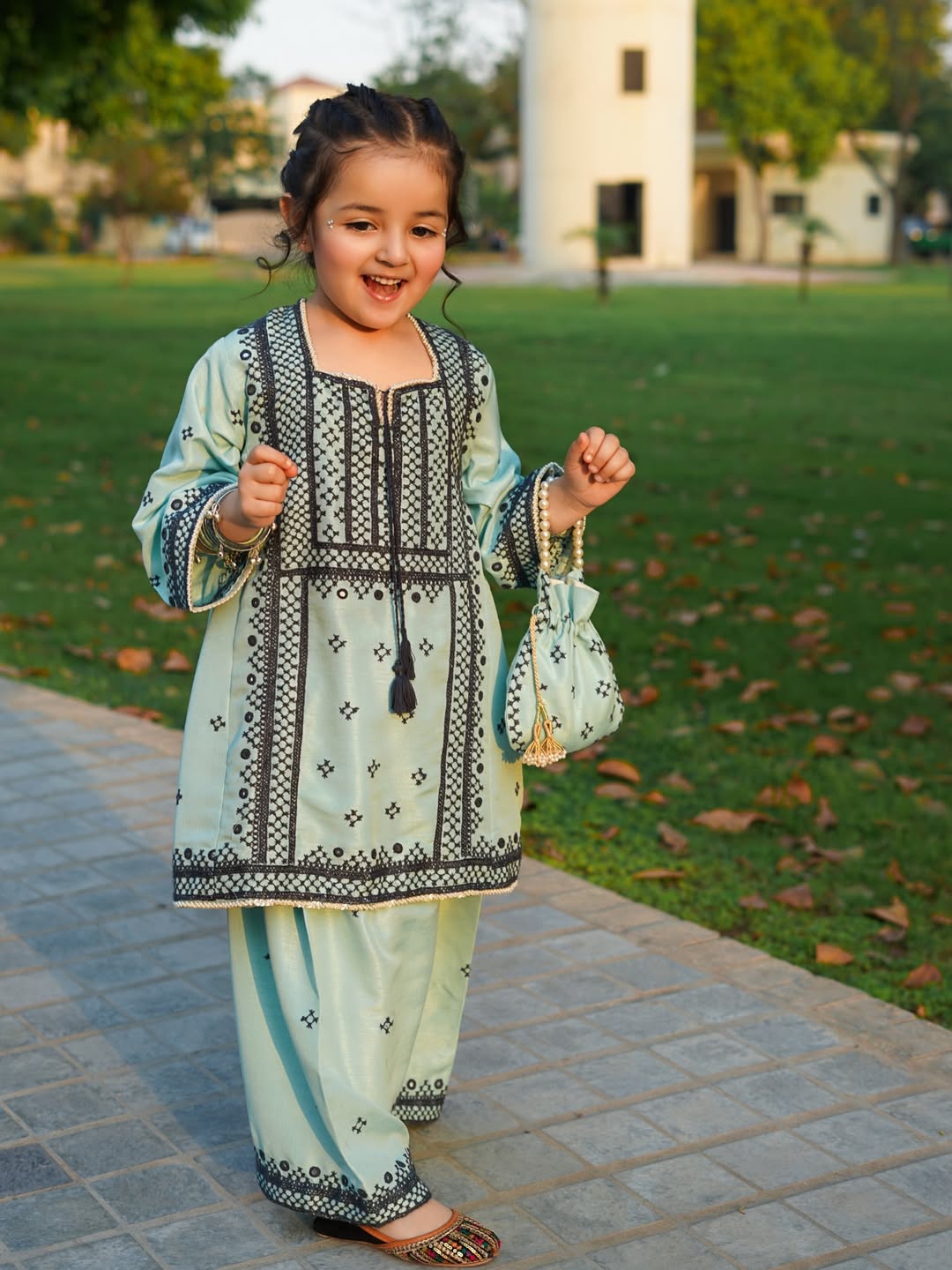Zehra Mint Elegance Kurta Palazzo Set