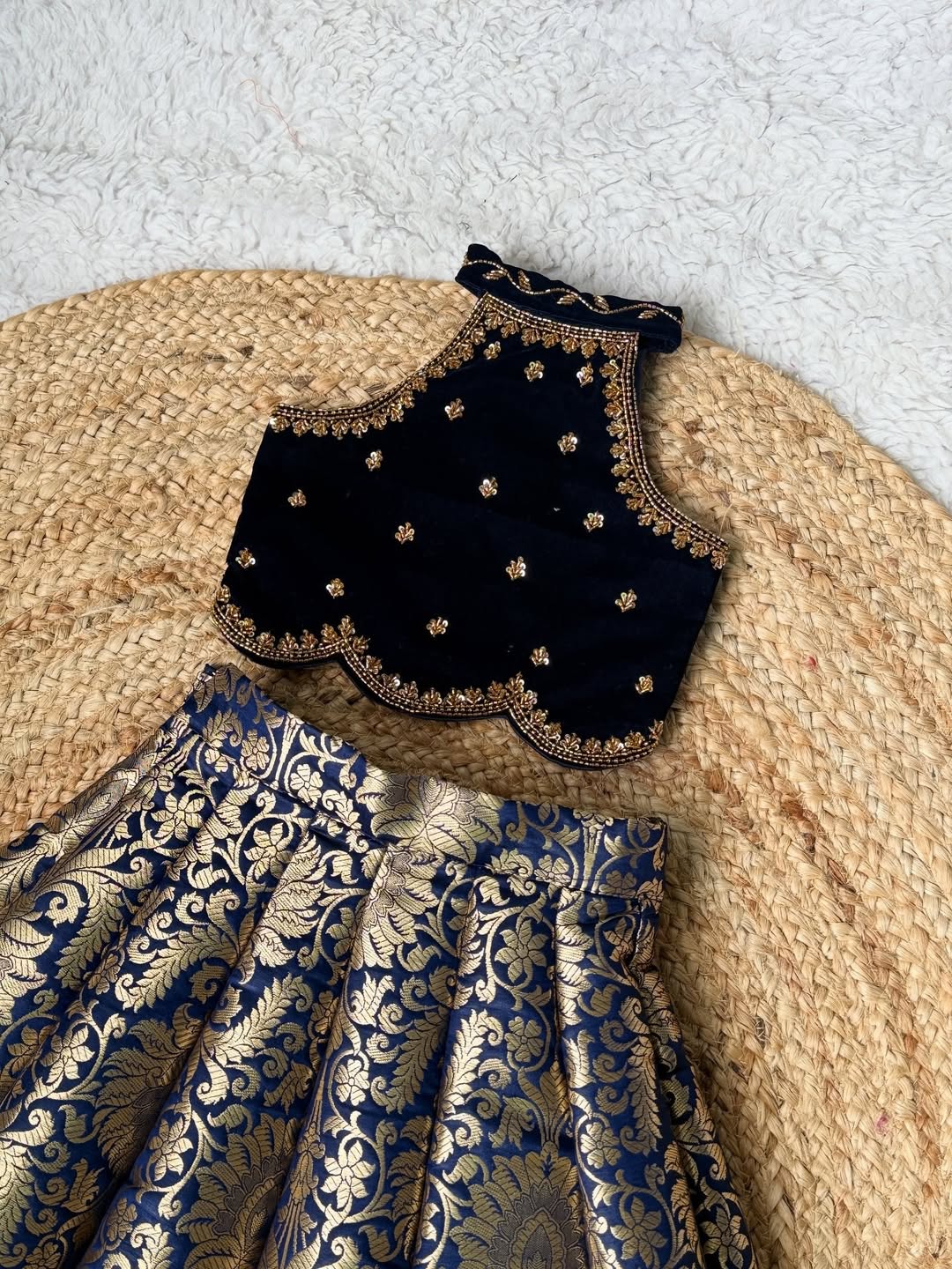 Aarohi’s Royal Blue & Gold Lehenga Choli Set