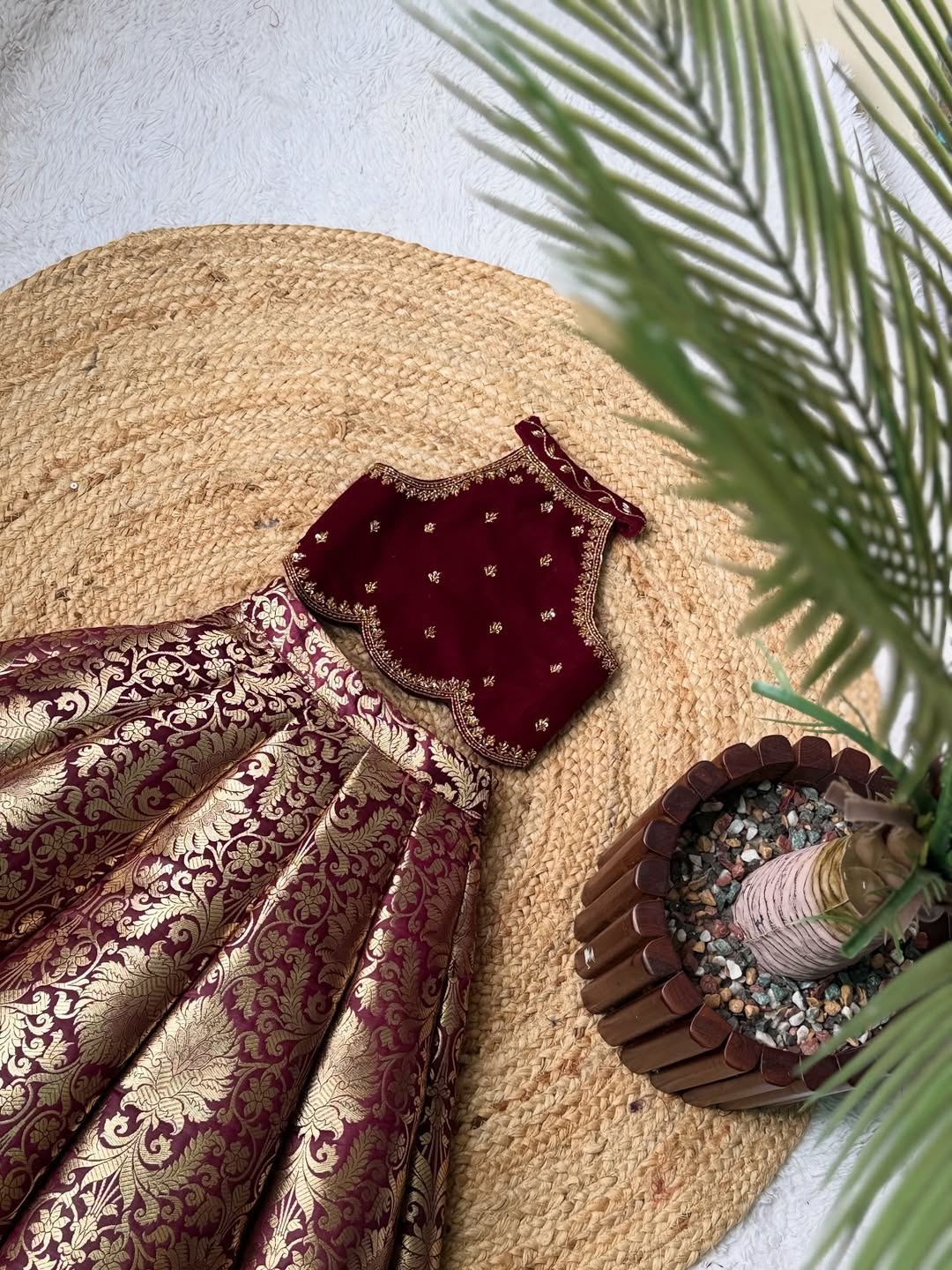 Royal Maroon & Gold Banarasi Silk Lehenga Set