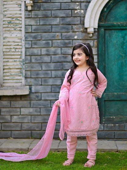 Aarohi Pink Embroidered Cotton Kurta Set