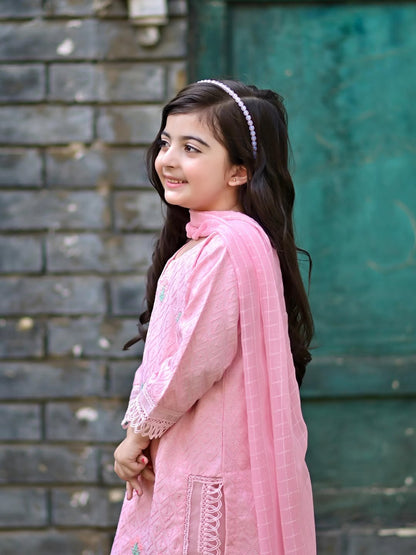 Aarohi Pink Embroidered Cotton Kurta Set