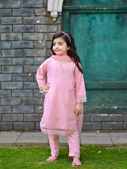 Aarohi Pink Embroidered Cotton Kurta Set