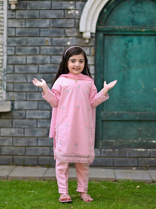 Aarohi Pink Embroidered Cotton Kurta Set