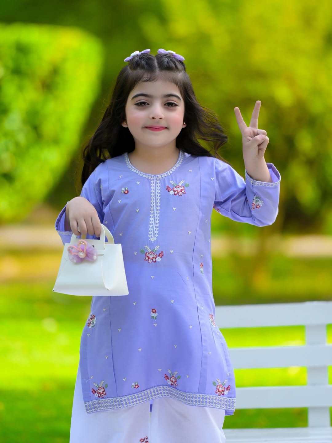 Little Meher Lavender Kurta Palazzo Set