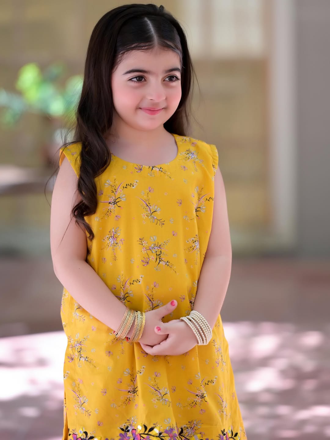 Zoya Yellow Bloom Kurta Pant Set for Girls