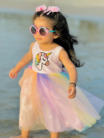 Rainbow Unicorn Dream Tulle Dress for Girls