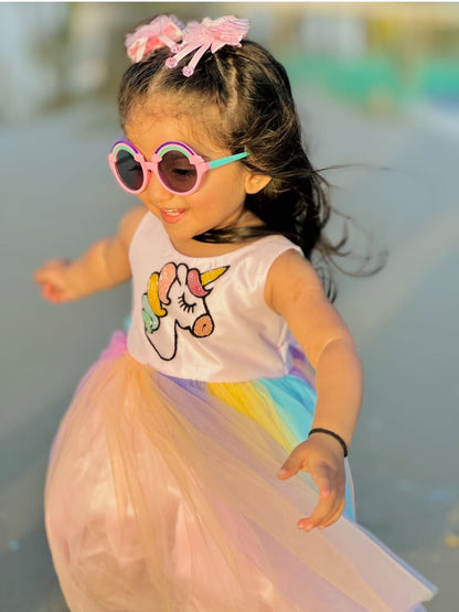 Rainbow Unicorn Dream Tulle Dress for Girls