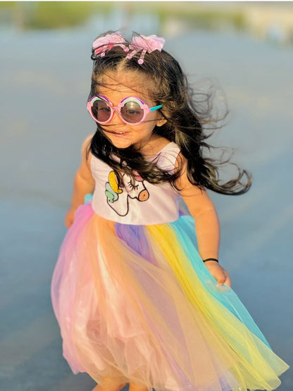 Rainbow Unicorn Dream Tulle Dress for Girls