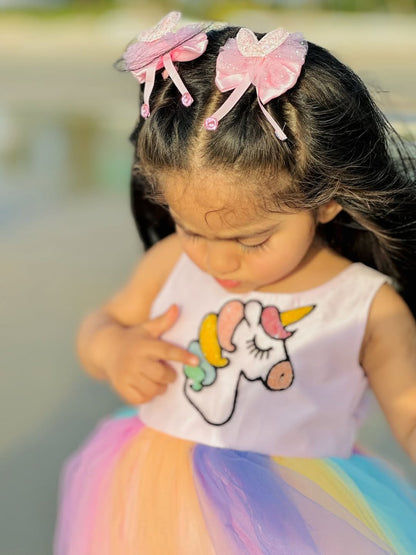 Rainbow Unicorn Dream Tulle Dress for Girls
