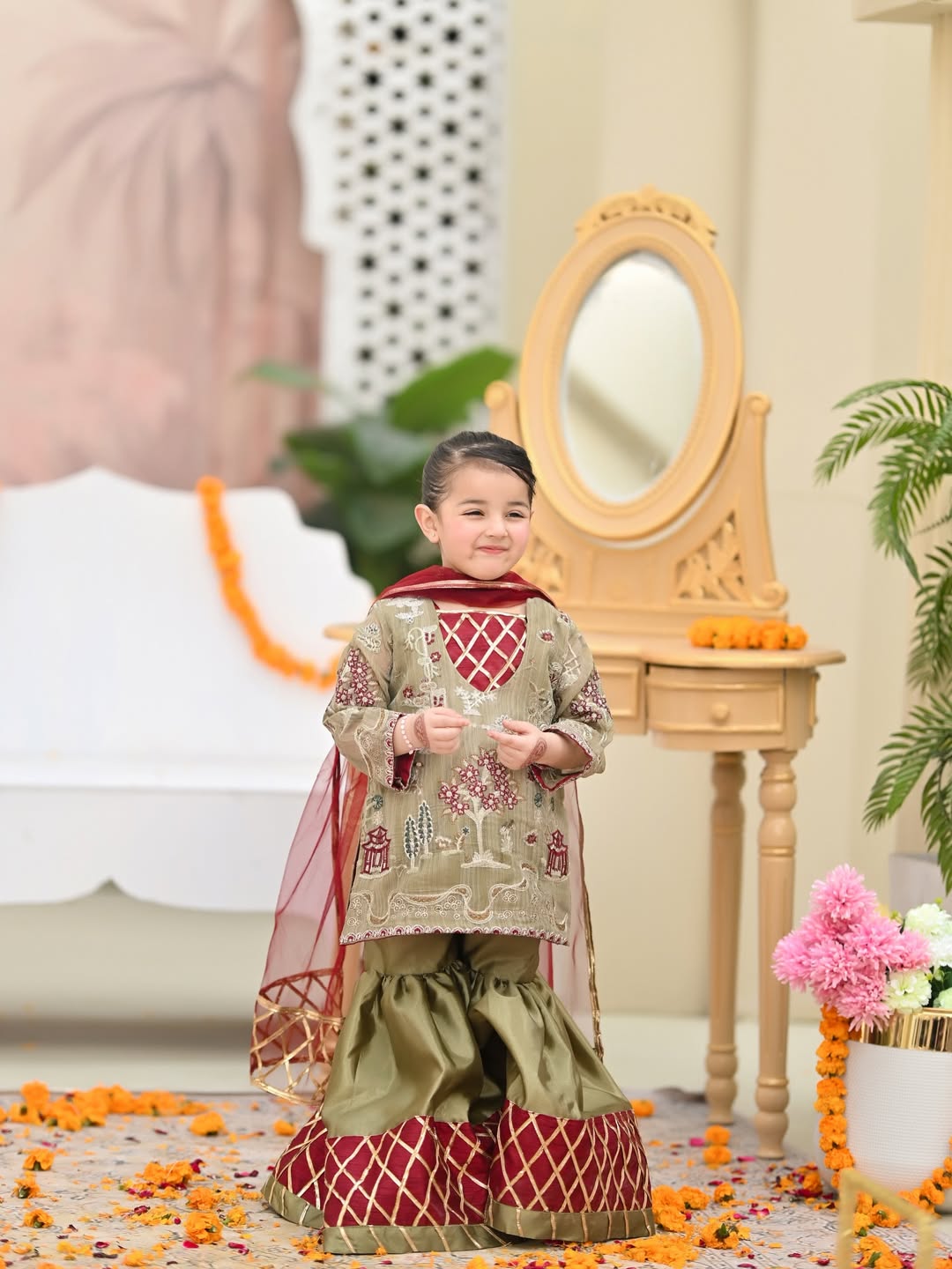 Aria Olive Festive Gharara Set