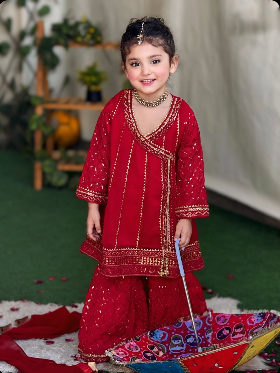 Meherza Crimson Regal Patiyala Set