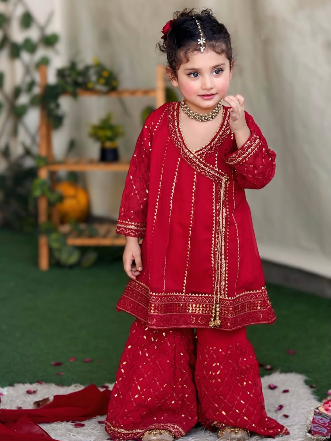 Meherza Crimson Regal Patiyala Set